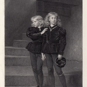 John Everett MILLAIS 1800s Engraving "A Portrait of Princes" Gallery Framed