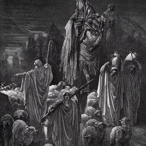 DORE 1800&#39;s Holzschnitt &quot;Jacob&#39;s Reise nach Ägypten&quot; Galerie gerahmt SIGNIERTE Echtheitszertifikat