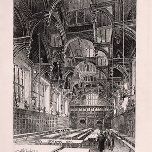 Hebert RAILTON Original 1800s Etching &quot;The Honorable Society of the Middle Temple&quot; SIGNED COA