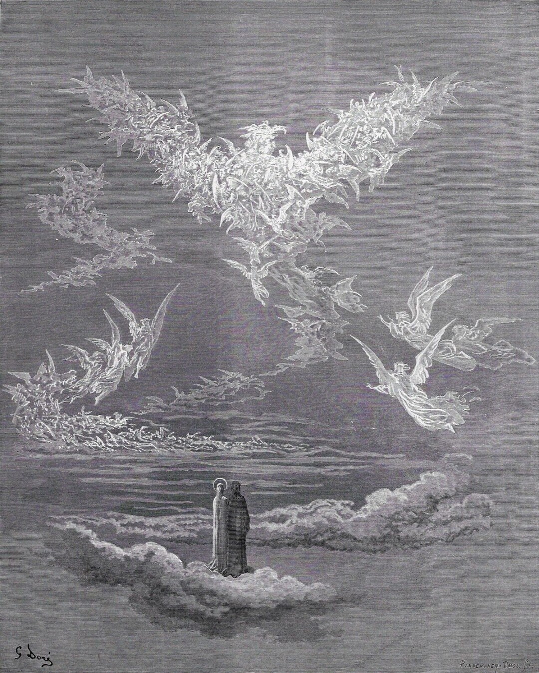 1800s Gustave Dore Paradise Woodcut 