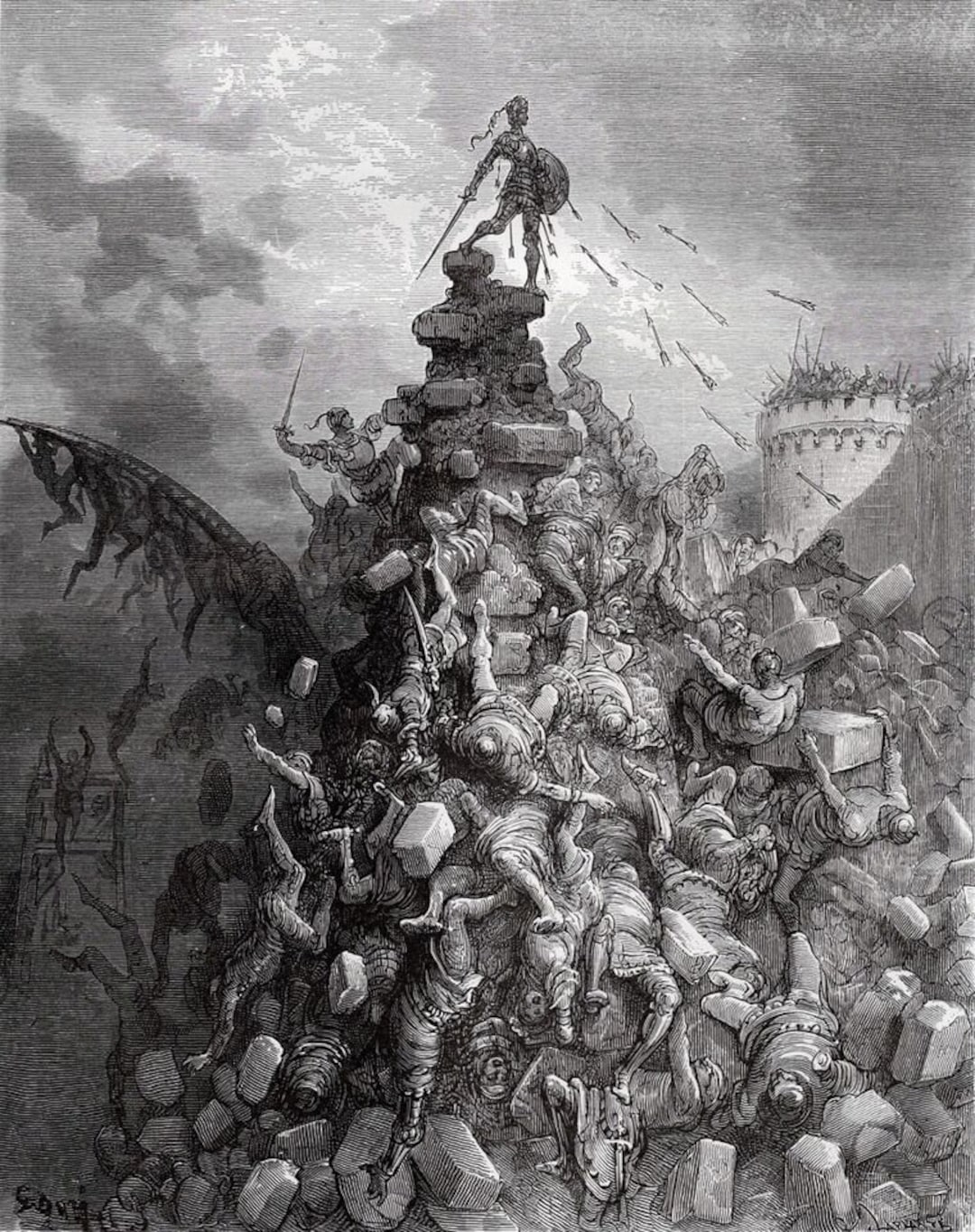 GUSTAVE DORE 1800s Orlando Furioso Woodcut 