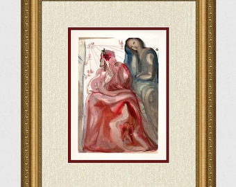 サルバドール・ダリのオリジナルカラー木版画、『ベアトリーチェの輝き