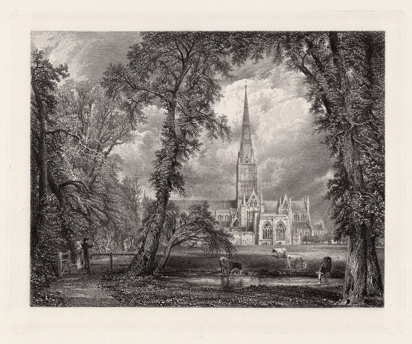 John CONSTABLE 1800s Engraving Salisbury Cathedral from Etsy