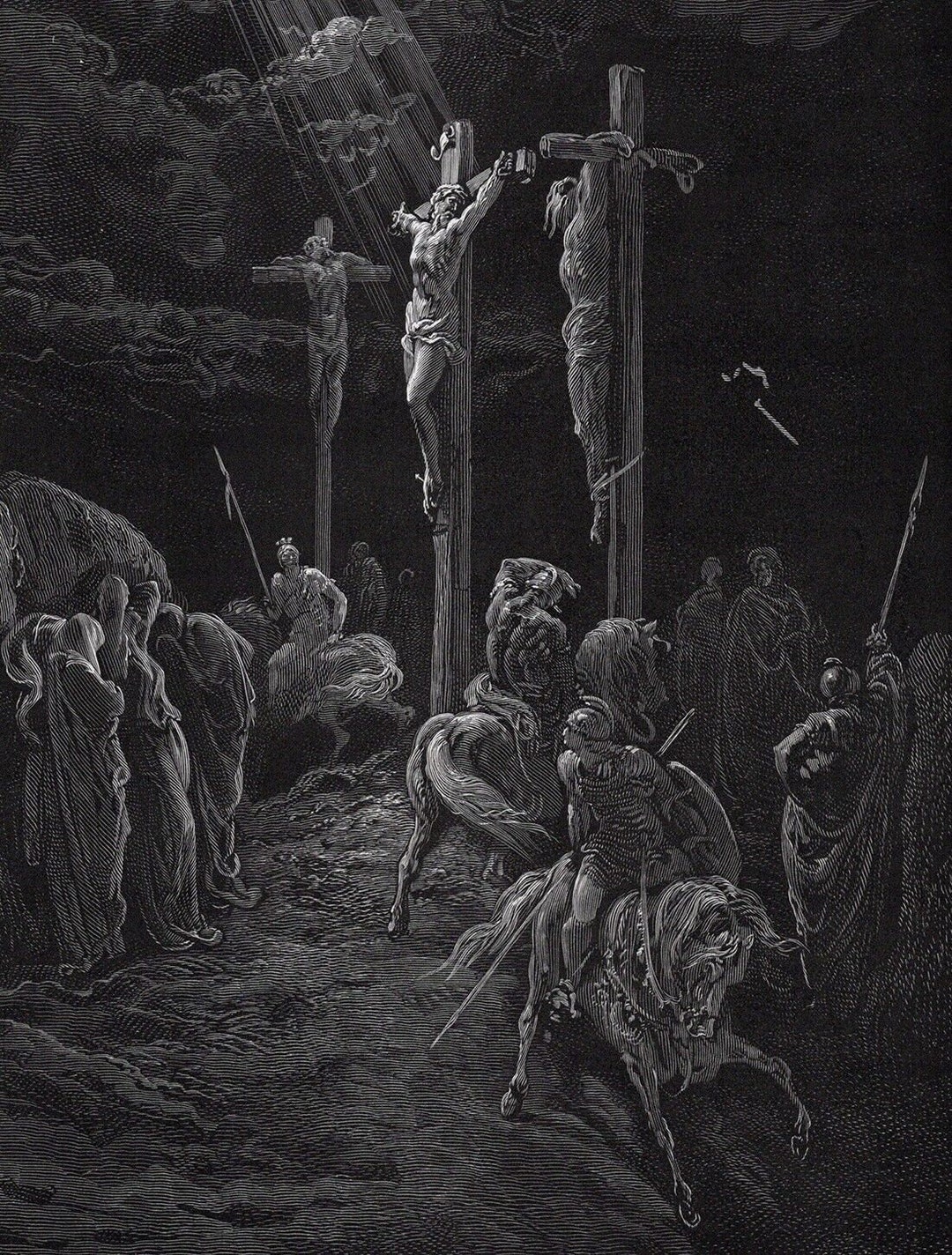 洋楽 G-RAP CRUCIFIED SAINTS 1800s SIGNED Gustave DORE Religious Woodcut 