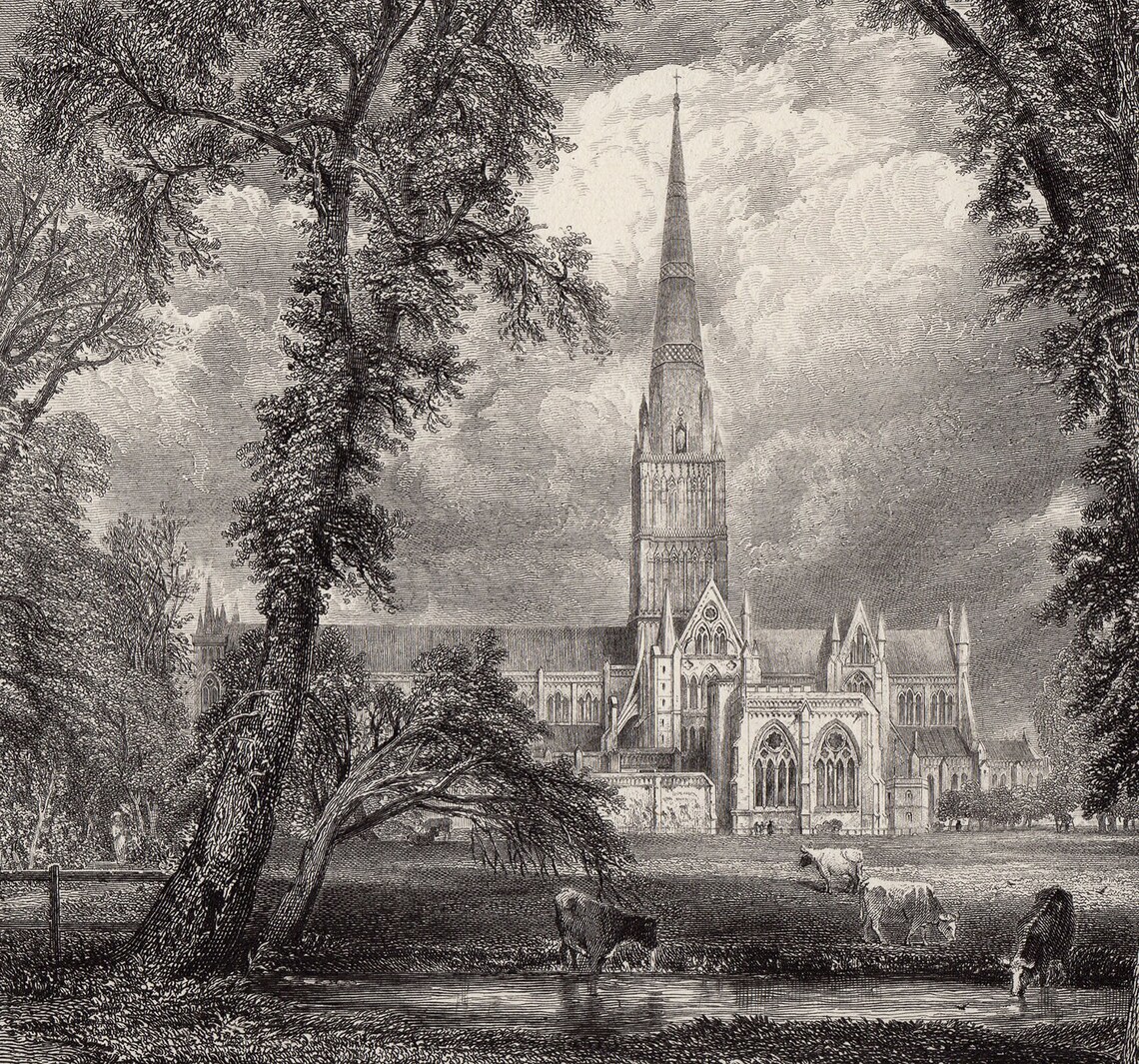 John CONSTABLE 1800s Engraving Salisbury Cathedral from Etsy