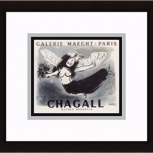 FRAMED Marc CHAGALL Antique Galerie Maeght Exhibition Poster &quot;Chagall&quot; SIGNED Gallery Certificate