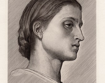 "1800er Jahre Frederic LEIGHTON 1800er Jahre Antike Radierung ""Ein Mädchen aus Anacapri"" Galerie gerahmt COA."