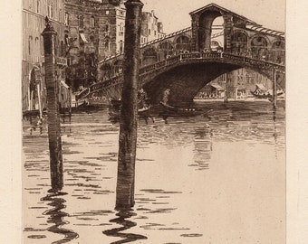 Edward Millington YNGE Synge ORIGINAL signierte Radierung ""Venedig"" Galerie gerahmt COA."