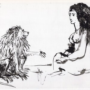 Pablo PICASSO 1954  Human Comedie Print &quot;The model and a Baboon&quot; Custom FRAMED Gallery Certificate