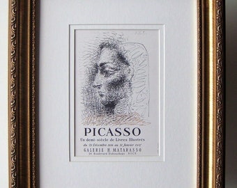 ピカソ　・PICSSO、豪華大判 限定額装版、サイン入り　No69 パブロ・ピカソ | ヴィンテージ 1964 サイン入りオフセットリトグラフ