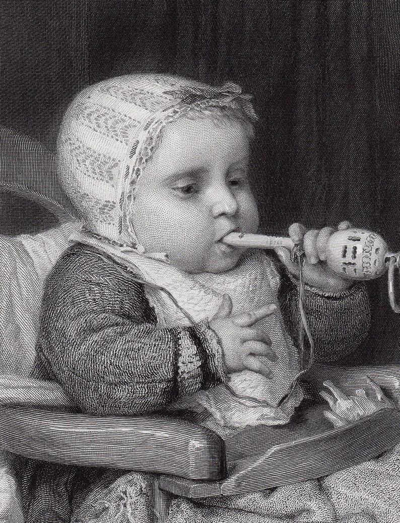 Albretch Samuel ANKER 1800s Engraving The Little Musician Custom Framed COA
