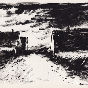 Maurice Vlaminck Original Limited Lithograph &quot;Homes in Beauce&quot; Custom FRAMED SIGNED Certificate of Authenticity