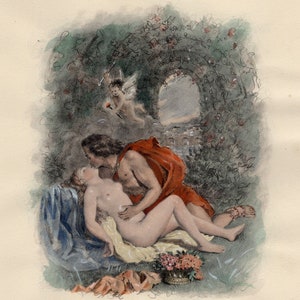 Litografia originale limitata di Paul-Emile Becat &quot;L&#39;abbraccio&quot; con cornice e certificato di autenticità
