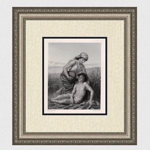 Karl Wilhelm Friedrich BAUERLE 1800s Antique Engraving &quot;Hagar and Ishmael in the Desert&quot; Signed Framed COA