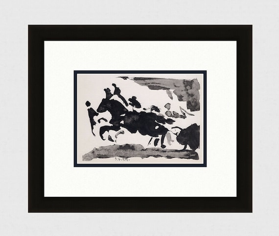 ピカソ1961年ヴィンテージリトグラフ闘牛額付CoA付