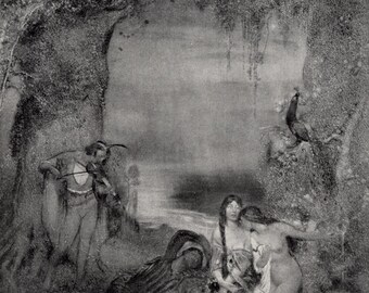 WILLIAM SHACKLETON Grabado antiguo "La isla de los sueños" Galería enmarcada COA