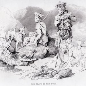 1800&#39;s Edwin LANDSEER SIGNED Antique Engraving &quot;A Stags Death&quot; Custom Framed COA