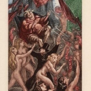 1930 NICOLAS STERNBERG Color Engraving &quot;A Blessed Man, King Pausole&quot; Gallery Framed Certificate of Authenticity