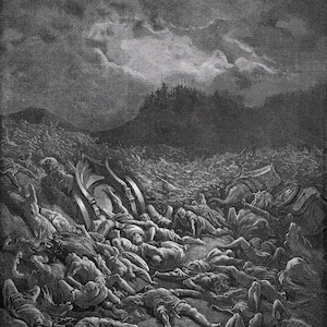 1800s Gustave DORE SIGNED Woodcut &quot;The Ammonites and Moabites Armies are Destroyed&quot; Custom Framed Certificate of Authenticity