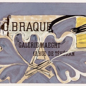 BRAQUE Antique Exhibition Poster &quot;Braque at Galerie Maeght&quot; SIGNED Custom Framed Gallery Certificate