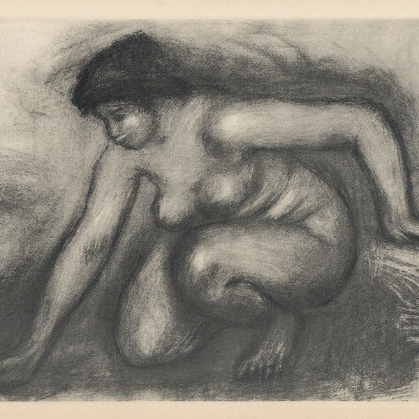 Pierre Auguste Renoir 1919 prachtige gravure "Studie van een naakte vrouw" ingelijste beperkte editie COA