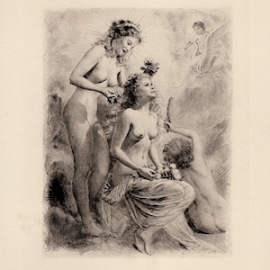 Paul-Emile Becat Original 1955  Limited Drypoint  Etching &quot;Wedding Preparations&quot; Custom Framed Gallery Certificate