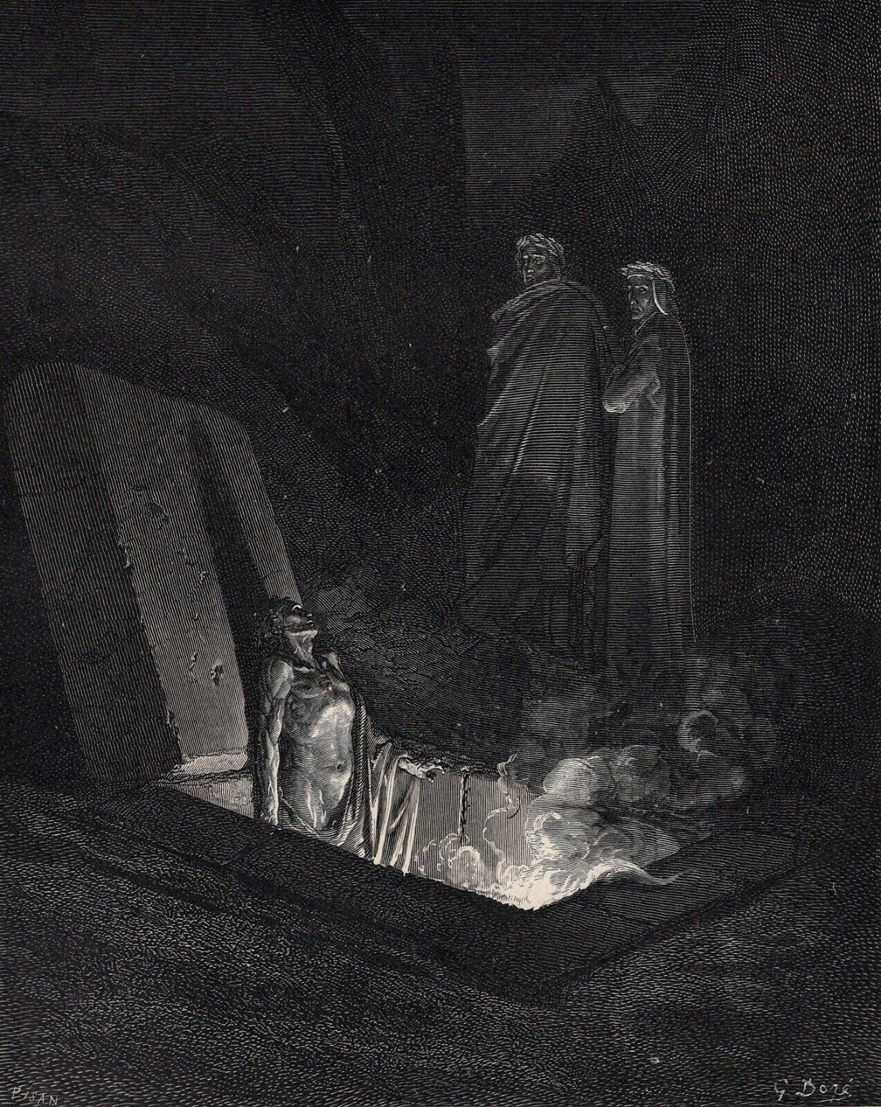 Gustave DORE Signed 1800s Woodcut 