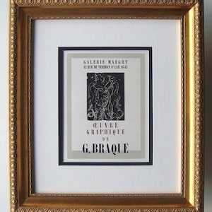 BRAQUE Gallery Maeght Exhibition Poster &quot;Ceuvre Graphique&quot; Professionally FRAMED Gallery Certificate