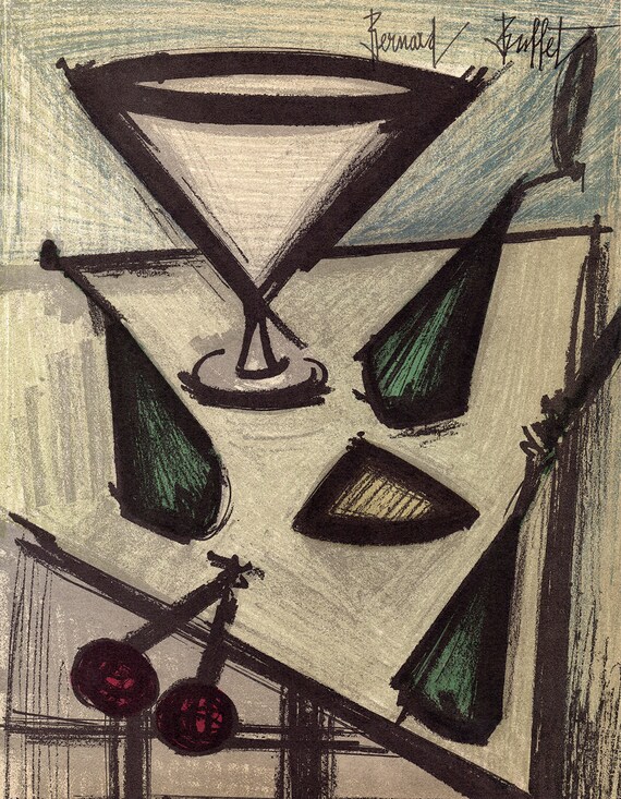 オリジナル ベルナール・ビュッフェ 1967年 カラーリトグラフ「果物の