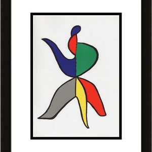 Original CALDER 1963 Color Lithograph &quot;Abstract Figure&quot; Framed Certifiacte of Authenticity