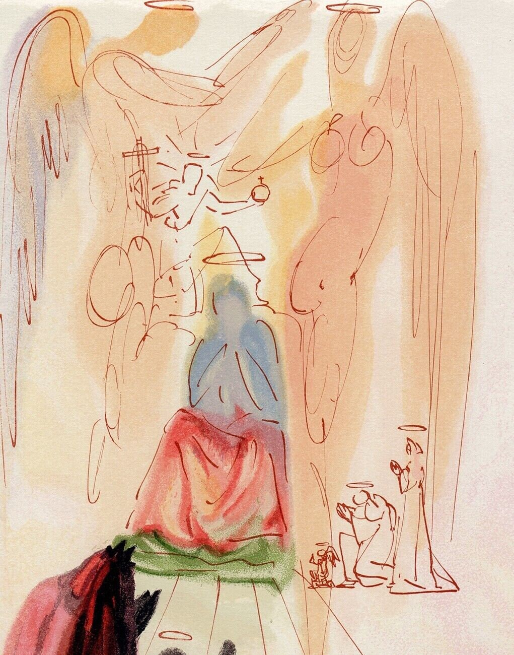 1960年サルバドール・ダリ『神曲』オリジナル木版画「聖母マリアと