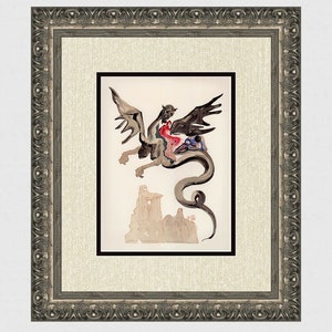 1960 Salvador DALI &quot;The Userers&quot; Authentic Divine Comedy Woodcut Gallery Certificate Framed