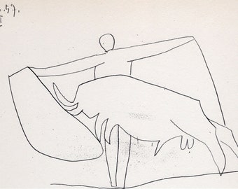 Pablo PICASSO 1961 Vintage Lithograph "Dancing with the Bull" SIGNED Gallery Framed COA