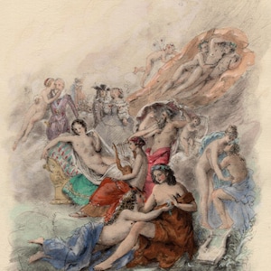 Litografia originale di Paul-Emile Becat del 1947, edizione limitata, &quot;L&#39;amore è nell&#39;aria&quot;, con cornice in galleria, certificato di autenticità