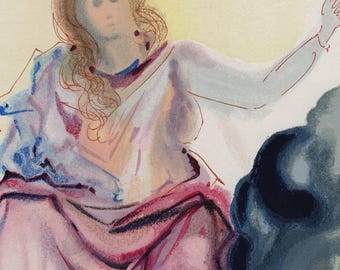 本物 ダリ 1960年 神曲 木版画「美しきベアトリーチェ」サイン入り