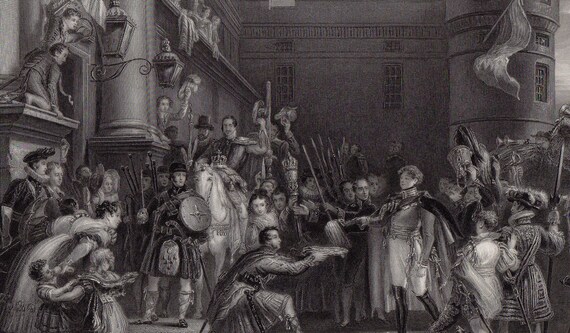 デイヴィッド・ウィルキー作 額装 1800年代 彫刻「ジョージ4世の