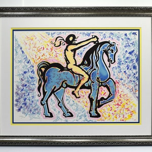 1976 SALVADOR DALI Signed Lithograph &quot;Le Cavalier&quot; Gallery FRAMED Numbered Limited Certificate of Authenticity