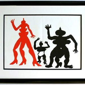 Alexander CALDER Authentic 1975 Original Color Lithograph Abstract Family FRAMED COA