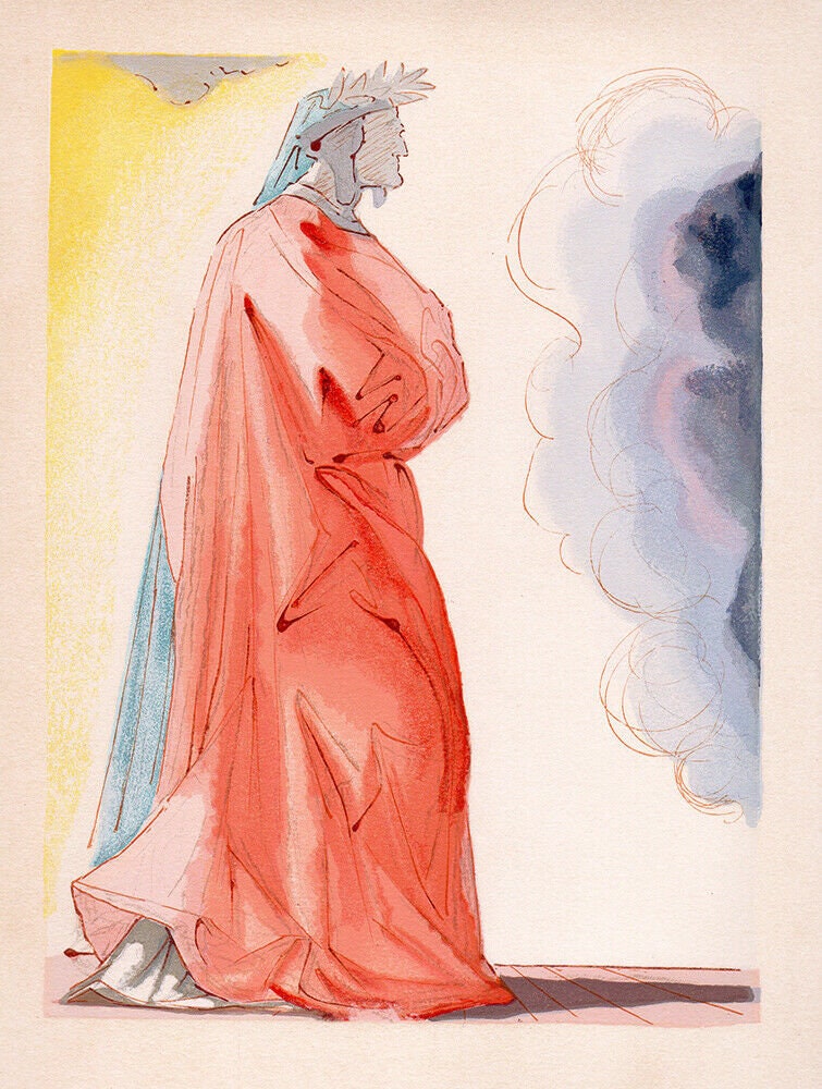 1960年サルバドール・ダリ作「神曲」オリジナル木版画「ダンテ・イン