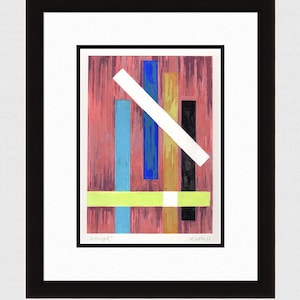 JOE MATHIS Original Mixed Media Painting &quot;Playful Lines&quot; Pencil Signed Framed COA
