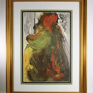 ORIGINAL DALI 1967 Limited Biblia Sacra "David ouve sobre a morte de Saul" Galeria emoldurada ASSINADA Certificado de Autenticidade