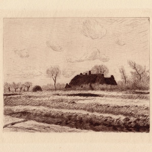 1892 Claude MONET Limited Edition Etching &quot;Champ de tulips en Hollande&quot; Custom Framed Gallery Certificate
