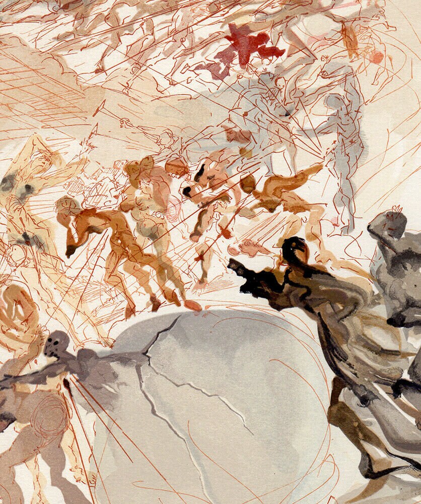 サルバドール・ダリ作「神の喜劇」1960年オリジナル木版画「欲望