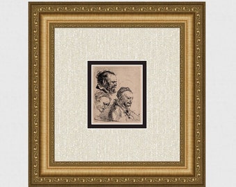 Rembrandt 1800's Etching B374 "Good Pals" Original Durand Custom FRAMED Gallery Certificate