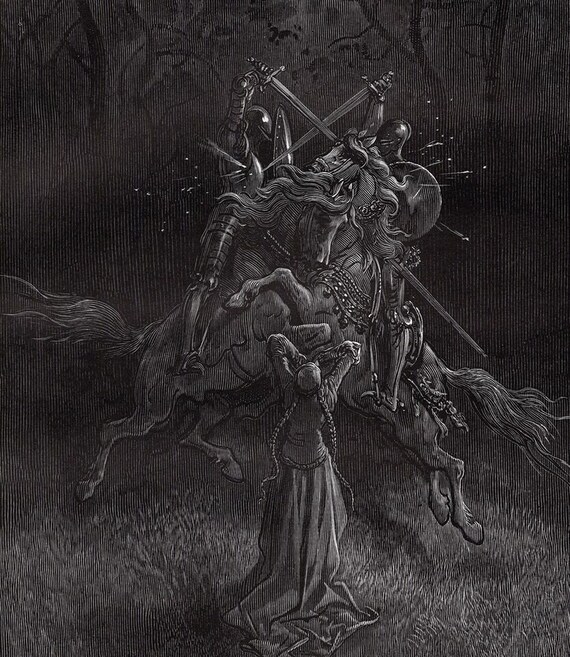 1800s Gustave DORE Orlando Furioso Woodcut 