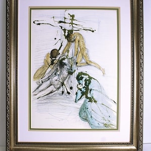 1967 DALI Autêntica Bíblia Sacra "A sentença de morte de Jesus" LIMITADA ASSINADA Certificado de galeria emoldurado personalizado