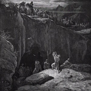 1800s DORE Woodcut &quot;Saul&#39;s life is Spared by David&quot; Gallery Framed SIGNED Certificate of Authenticity