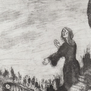 1956 Marc CHAGALL Antique Biblical Print &quot;Moses Saved From the Water&quot; Gallery Framed LIMITED COA