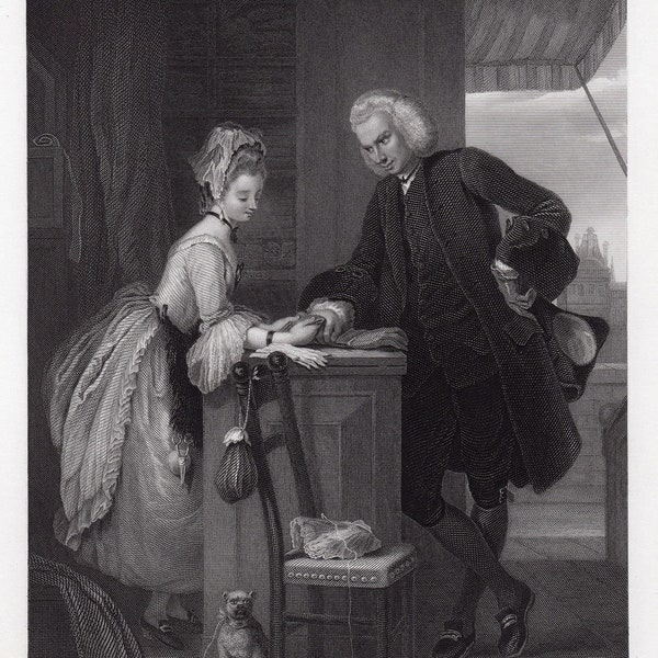 Gilbert Stuart Newton 1800s Antique Engraving "Yorick and the Grisette" Signed Custom Framed COA