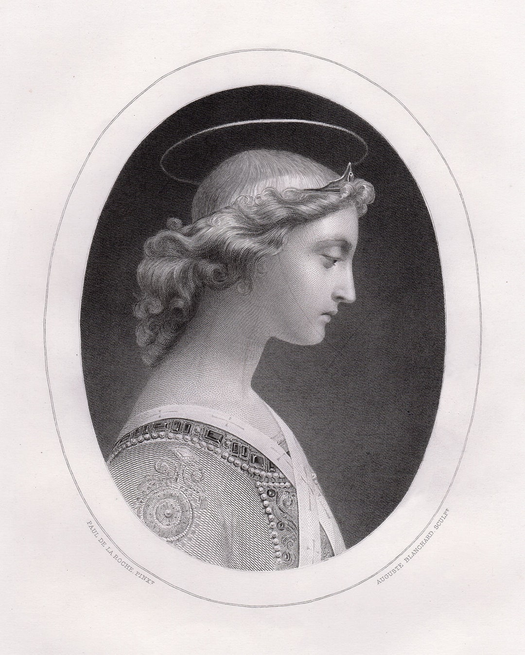 Paul DELAROCHE 1800s SIGNED Engraving l'ange Etsy